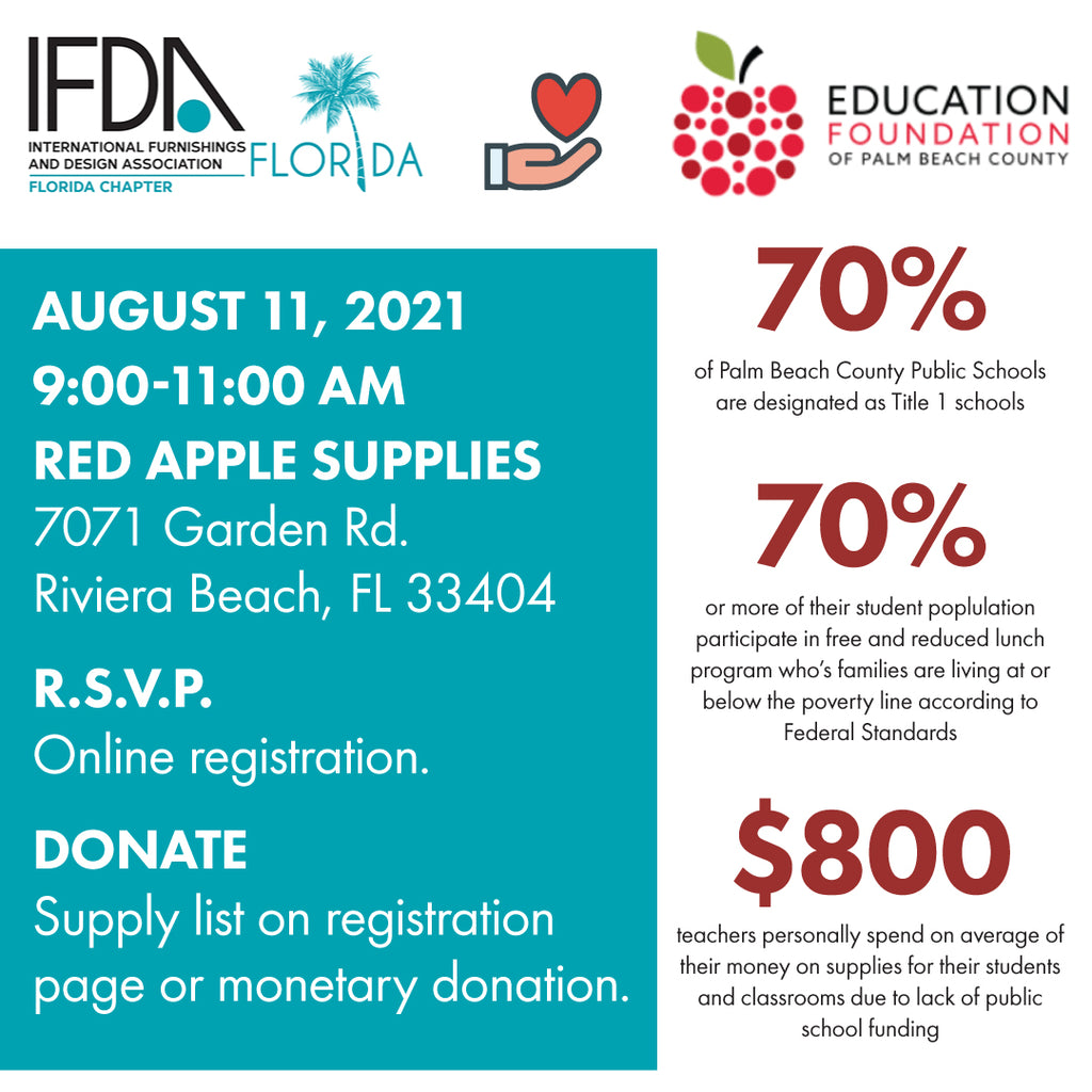 IFDA Florida Chapter supports Education Foundation of Palm Beach County's Red Apple Supplies